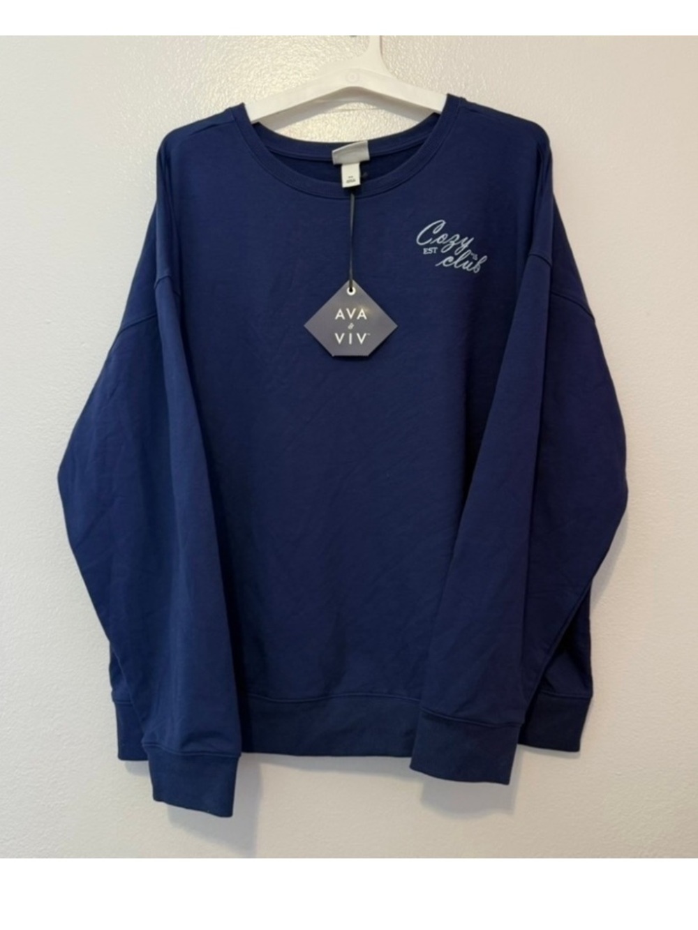 NWT AVA&VIV Long Sleeve Navy Blue Crewneck Size XXL (2XL) MSRP $35 Target Plus